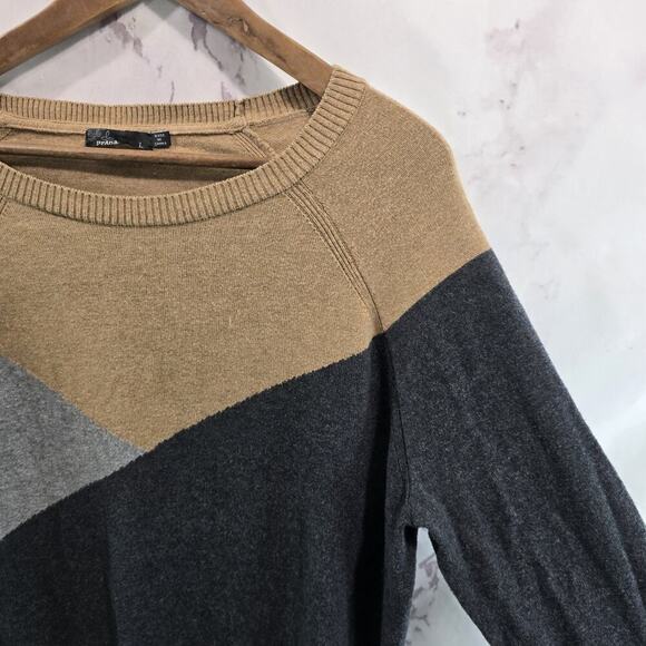 Prana Sweater Womens Medium Gray Lightweight Organic Cotton Chevron - Picture 3 of 12